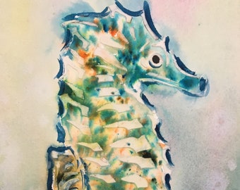 Fancy Seahorse Watercolor