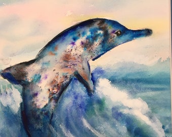 Dolphin Jump Watercolor