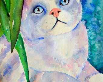 Dreamer Cat Watercolor