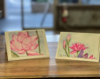 Lotus Orignial Watercolor Cards