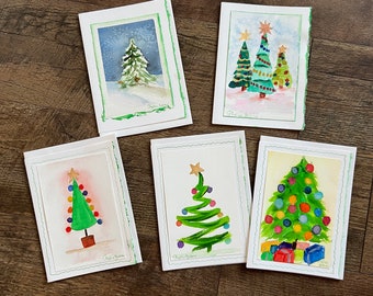 Christmas Tree Watercolor Cards