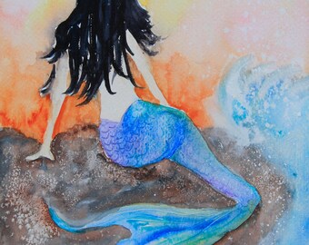 Fancy Mermaid Watercolor