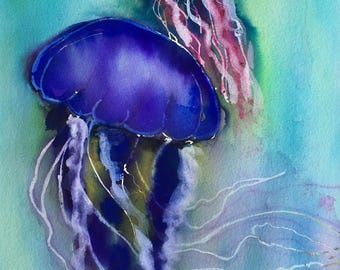 Pintura de acuarela de gelatinas azules