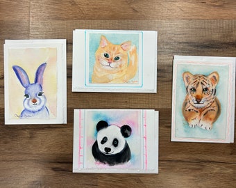 Baby Animal Orignial Watercolor Cards