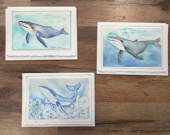 Whale Orignial Watercolor Cards