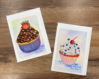 Cupcake Orignial Watercolor Cards