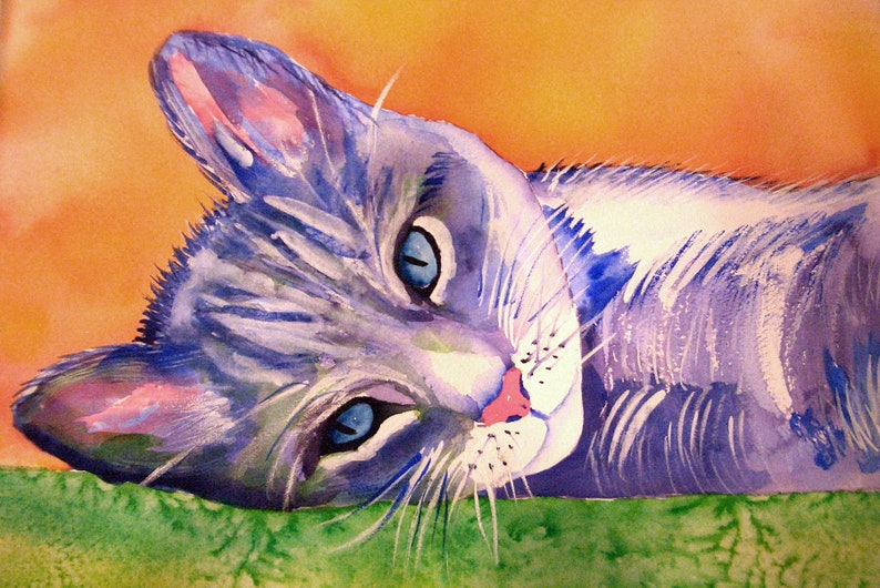 Laying Cat Watercolor image 1