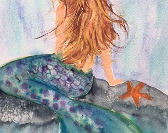 Sirena bebé acuarela