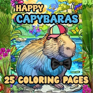 Capybara Coloring Pages: Relaxing Animal Art (PDF Download 8&quot;x11&quot;)