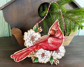Hand Painted Cardinal Christmas Ornament / Bird Ornament / Christmas Ornament / Bird Lover Gift / Christmas Decor / Tree Ornament / Ornament