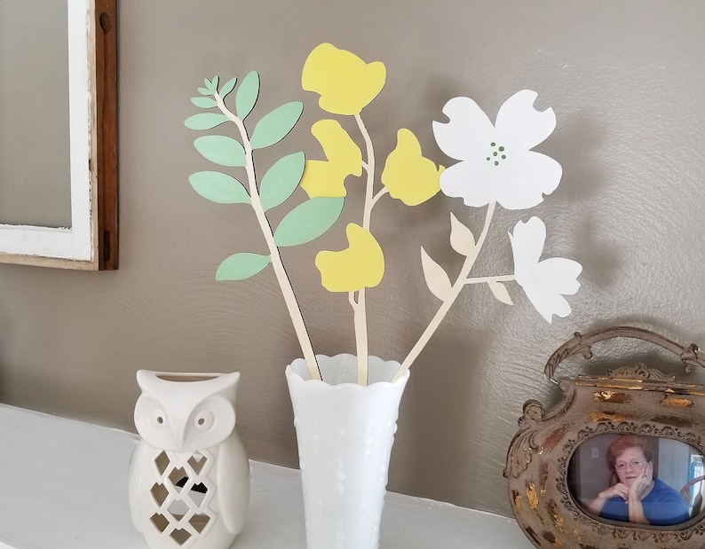 Wooden Flowers / Wood Flower / Wood Flower Stems / Large Wood Etsy