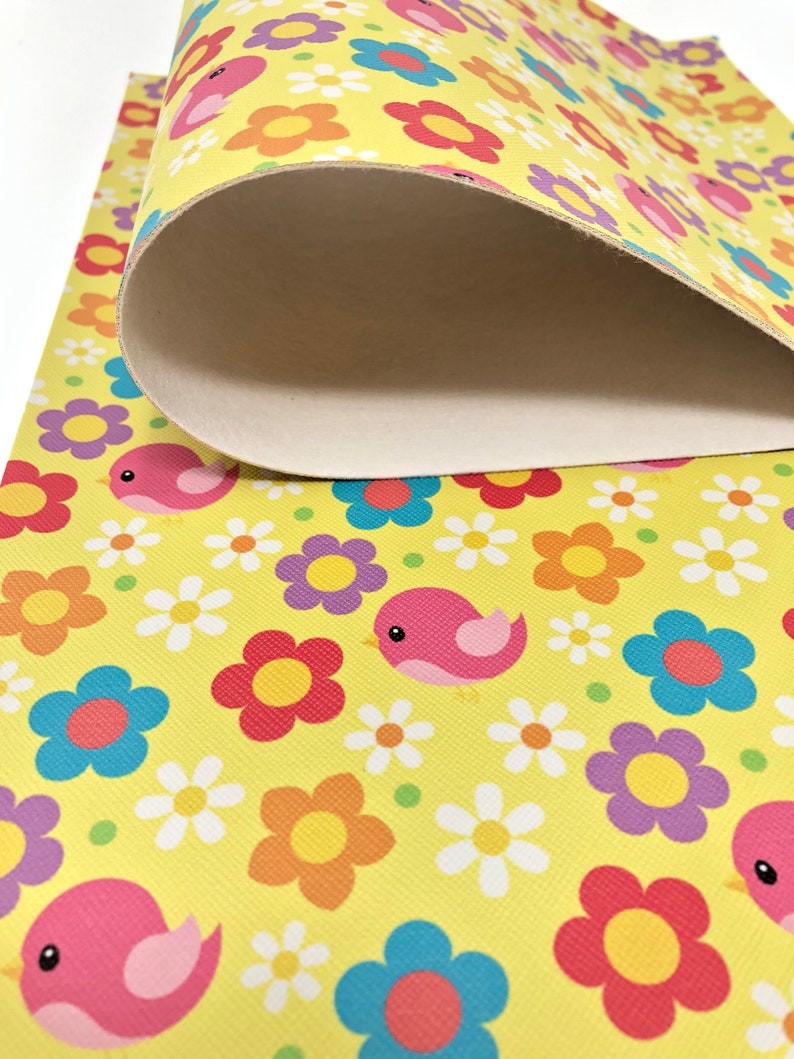 diy Supplies SPRING BIRD Faux Leather Sheet Floral Leather Sheet Leather Earrings Bow Making Leather Sheets