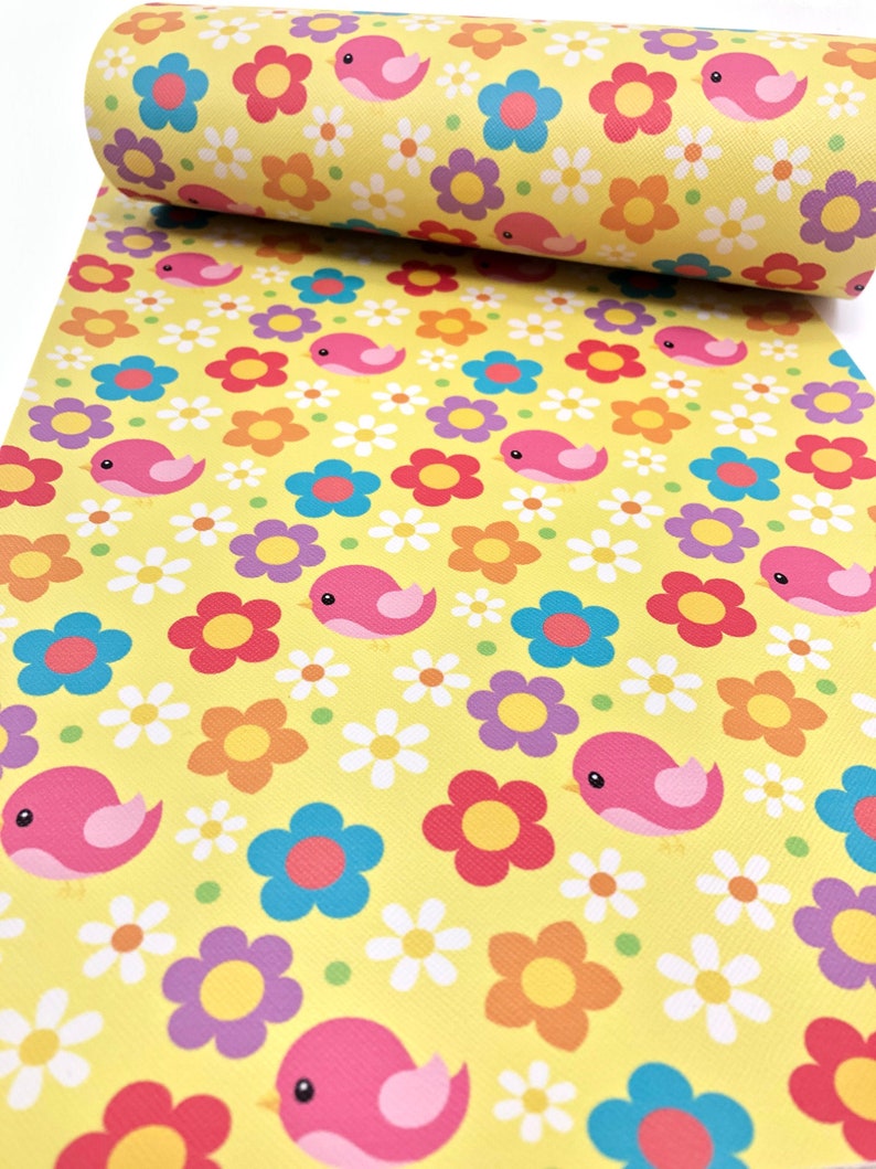 diy Supplies SPRING BIRD Faux Leather Sheet Floral Leather Sheet Leather Earrings Bow Making Leather Sheets