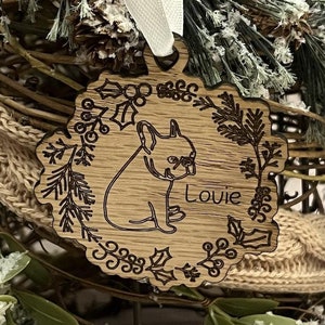 Custom Name Dog French Bulldog Wood ornament for Chrismas
