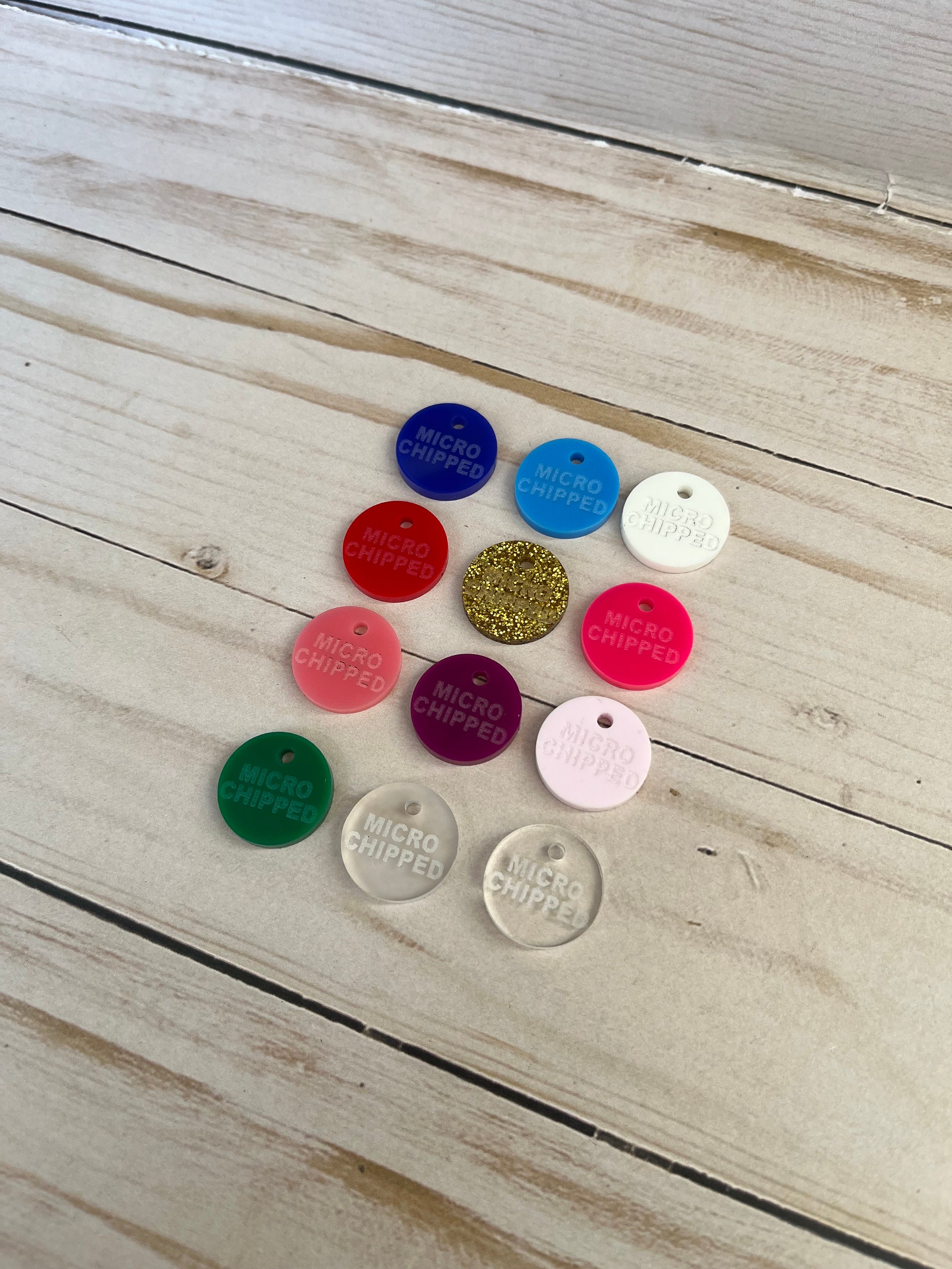 Acrylic Pet ID Tag, Mini Micro Chipped Tag, Tiny Accessory, Set of 4 - Etsy