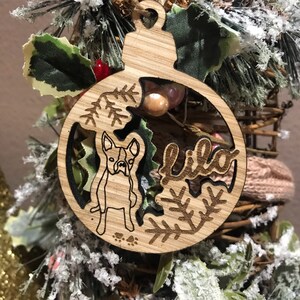 C1 Custom Name Dog Boston Terrier Ornament for Chrismass Xmas