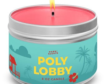 Vela Poly Lobby de Park Scents: hermoso y auténtico aroma del vestíbulo del famoso Polynesian Resort en Disneyland. Hecha a mano en EE. UU.