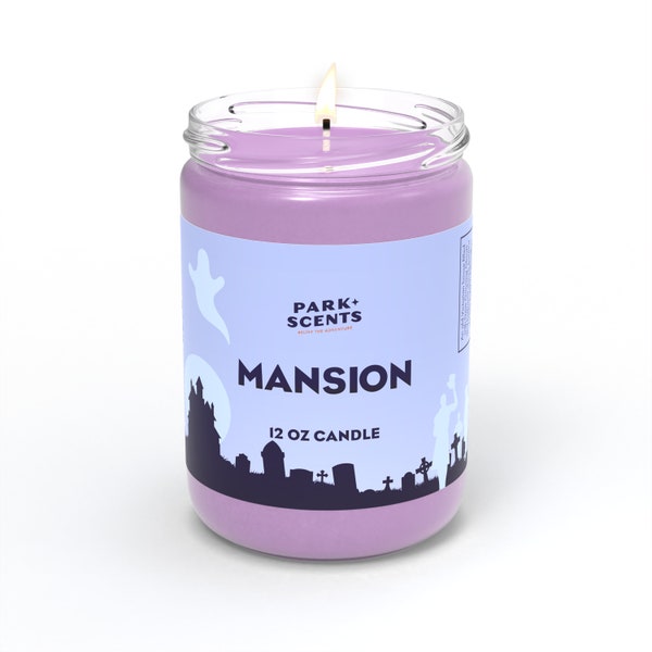 Park Scents Mansion Candle - Inspired by the haunted mansion at Disney theme parks - Handmade in the USA - vegan and cruelty free.