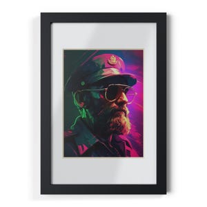 Fidel Castro - Portrait - Cuban Leader - Framed Posters, Black