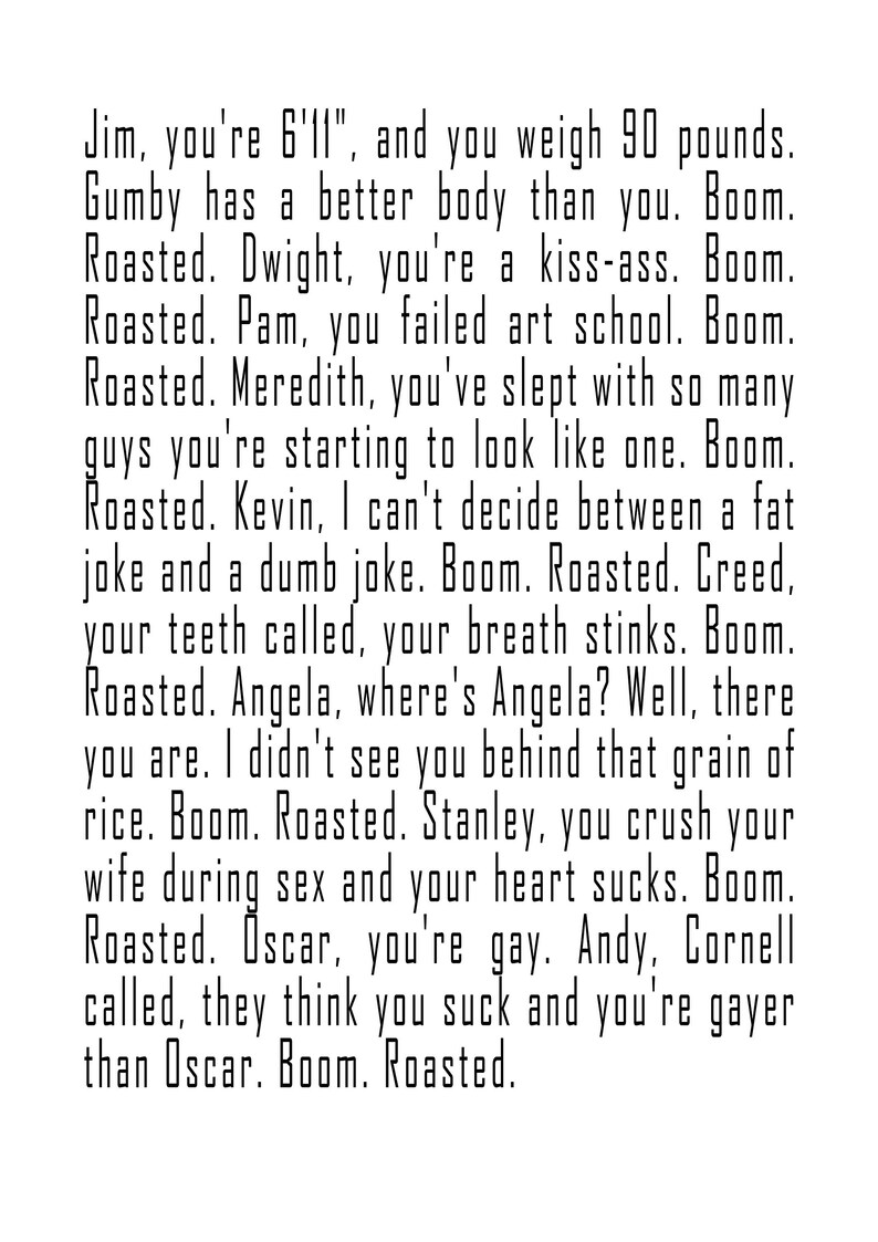 Boom. Roasted The Office Michael Scott Quote Wall Print Etsy