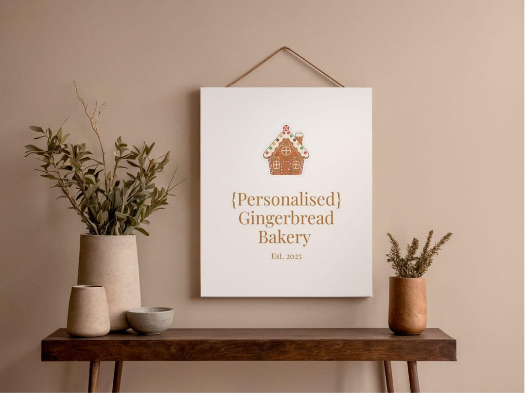 Personalized Gingerbread Bakery Sign: Christmas Kitchen Art (instant ...