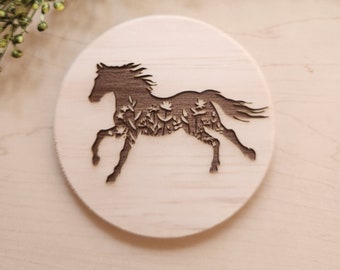 Horse Engraved Wood Coaster Set - Perfect Gift for Wedding, Engagement, Anniversary