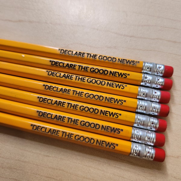 Declare the Good News! JW Regional Convention Gift Personalized #2 Pencils - Engraved Custom Message Pencils with Rubber Erasers