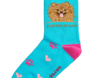 Personalized Miniature Pomeranian Pom Dress Socks For Women Men 