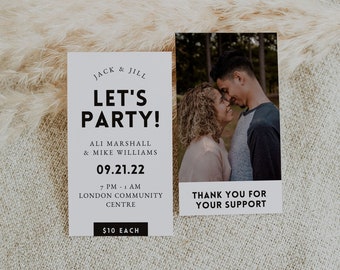 Modern, Simple Jack and Jill Tickets - Buck and Doe, Stag and Doe Printable Tickets - Editable Canva Template