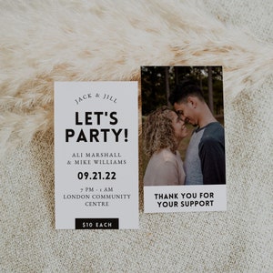Modern, Simple Jack and Jill Tickets - Buck and Doe, Stag and Doe Printable Tickets - Editable Canva Template