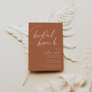 Bridal Brunch Invitation Boho Rust Bridal Shower Editable Canva Template image 2