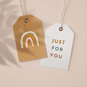 Gift Tags, Printable Boho Birthday Tags, Thank You Tags, Variety Pack of 10 - Editable Canva Template