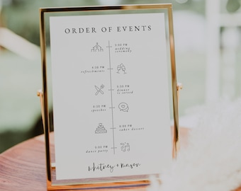 Order of Events Sign, Wedding Events Timeline Poster - Editable Canva Template