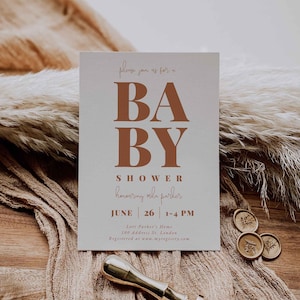 Gender Neutral Baby Shower Invitation - Boho Baby Shower Invite - Editable Canva Template