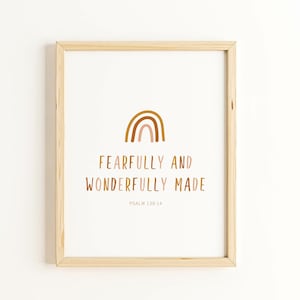 Fearfully and Wonderfully Made, Scripture Nursery Art, Wall Decor, Print, Psalm 139:14 - Digital Art Print - Instant Download