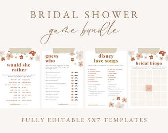 Daisy Bridal Shower Game Bundle - Floral Bridal Shower Game Templates - Edit in Canva