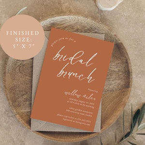 Bridal Brunch Invitation Boho Rust Bridal Shower Editable Canva Template image 5