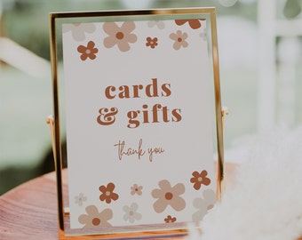 Gänseblümchen Karten und Geschenke Schild, Wild One druckbares Schild - bearbeitbare Canva Vorlage