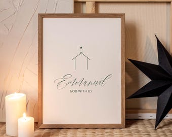 Emmanuel Weihnachten druckbare Kunst, christliche Weihnachten Wandschild - sofortiger digitaler Download