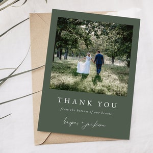 Foto Hochzeitskarte Danke - Waldgrüne Dankeskarte, Minimalist Dankeschön