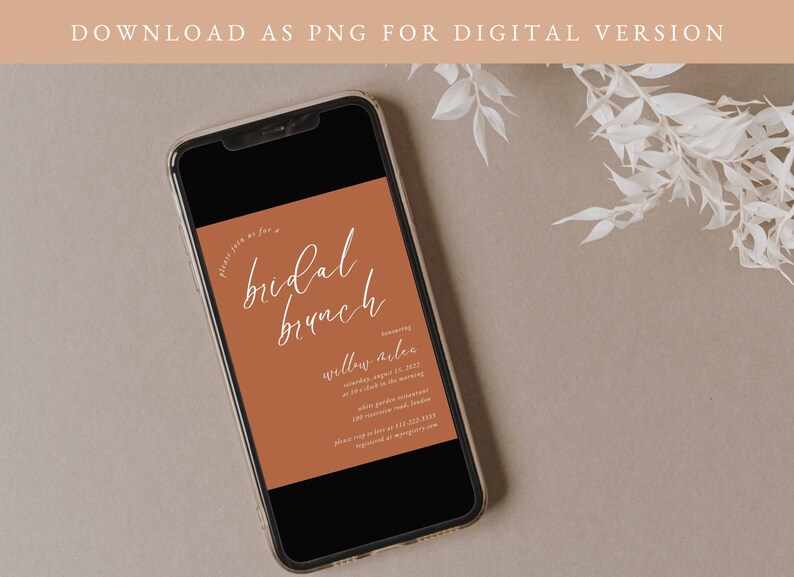 Bridal Brunch Invitation Boho Rust Bridal Shower Editable Canva Template image 6