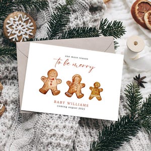 Schwangerschaftsankündigungskarte, Lebkuchen, frohe Karte - Bearbeitbare Canva Vorlage
