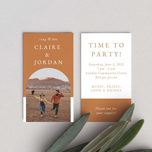 Minimal Boho Stag & Doe Tickets, Terracotta Buck and Doe Tickets - Printable, Editable Canva Template