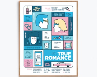 True Romance Movie Poster Print – Alternative fan art re-imagined by Prints and the Revolution Studios