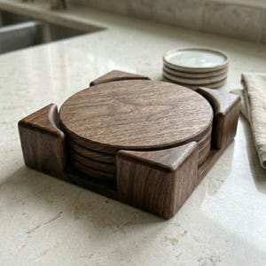 Coaster Set, holder, and coaster, 4 inch coaster, 3d stl model for cnc router or 3d printing.