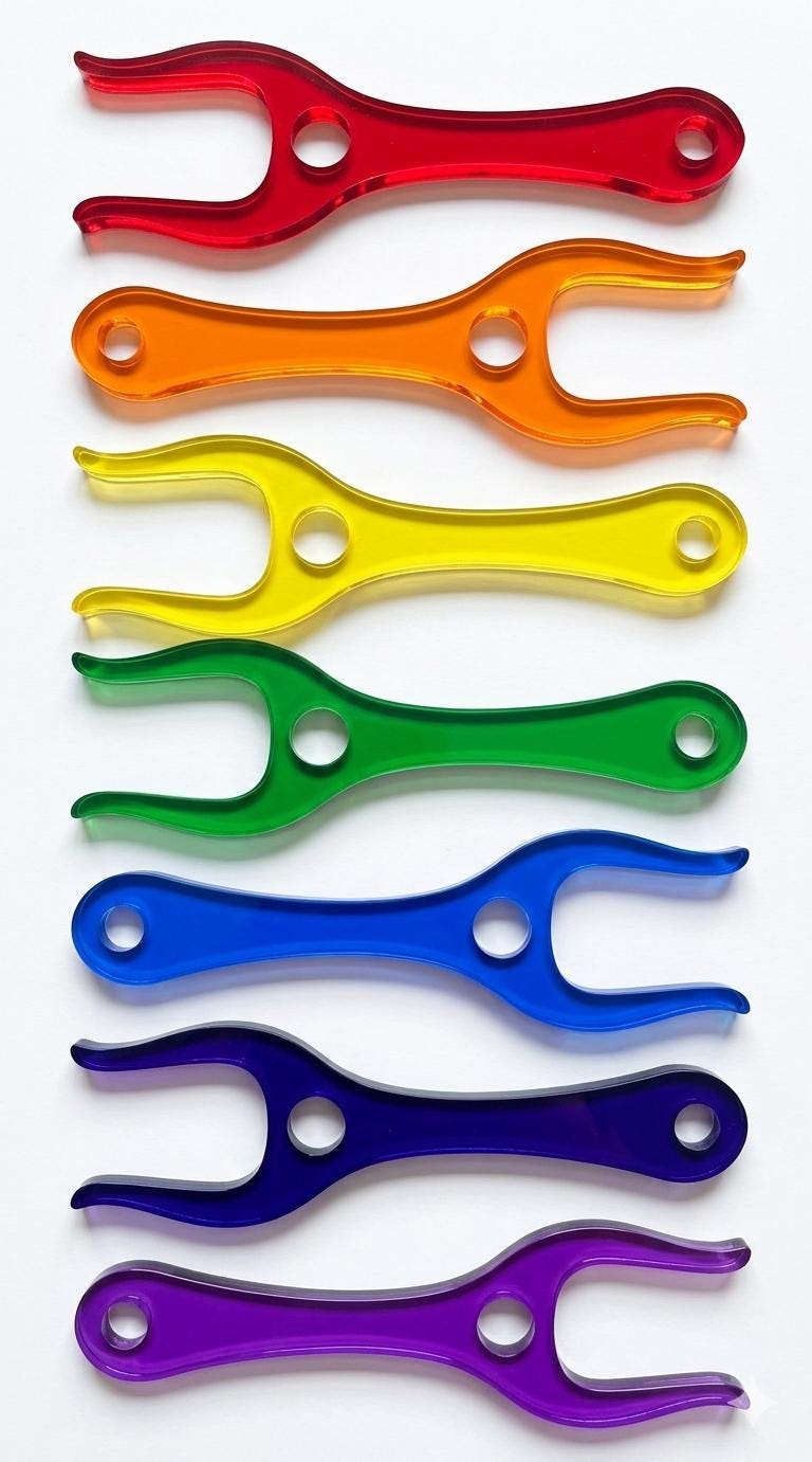 Lucet fork, made from acrylic, multiple colors, great for crafting, macrame.
