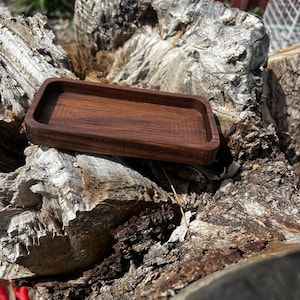 Walnut Mini Tray: Wooden Desk Organizer, Ring & Jewelry Dish