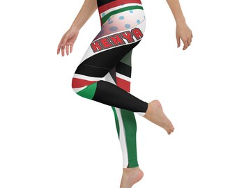 Kenya Flag High Waist Leggings - Women's Yoga Pants