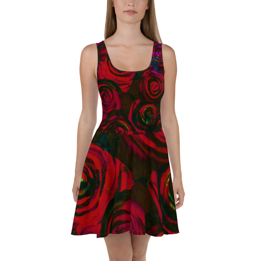 rose print skater dress Pink Rose Skater Dress