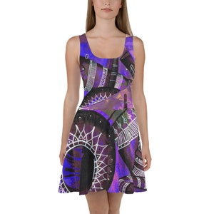 Abstract  Skater Dress / Art to wear dresses / purple dress / stylish art dress Fine Art Women’s dress / Romantic purple Women’s art dresses